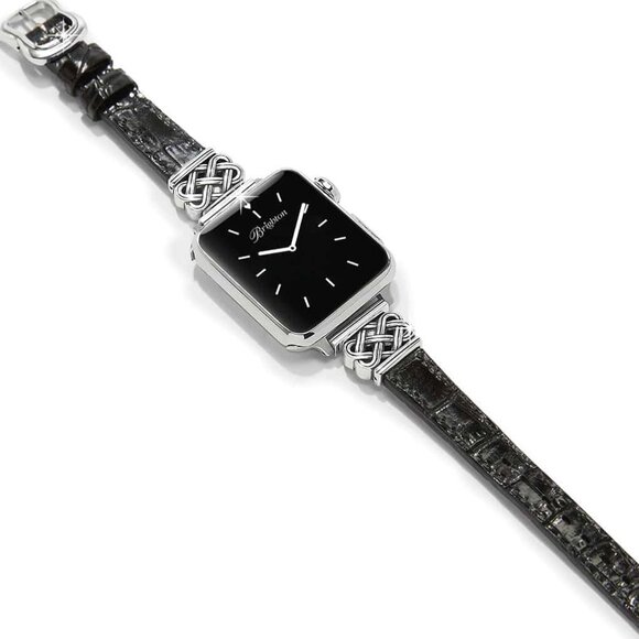 Brighton Interlok Reversible Apple Watch Band – Silver & Leather - Picture 1 of 11